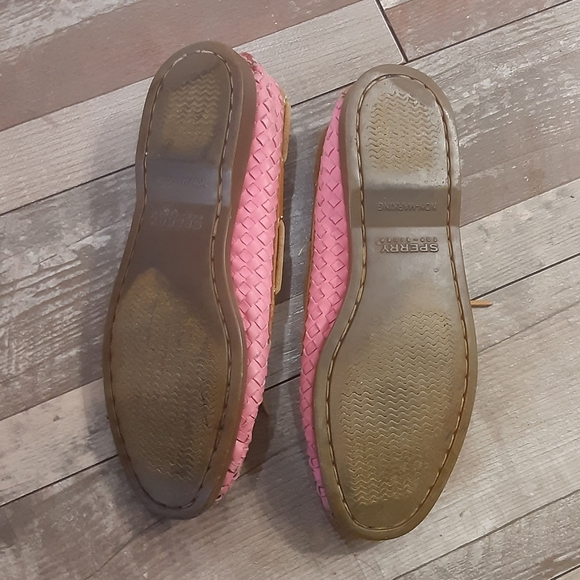 Sperry Pink and Brown Western Woven Leather Coastal Cowgirl Shoes Size 7 - Picture 9 of 9